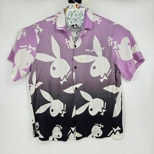Vintage Playboy Shirt Mens Large Pacsun Button Up Bunnies AOP Graphic FLAWS